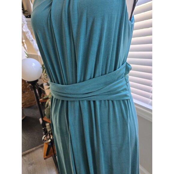 Maeve Assymetrical Dark Teal Dress Greek Style - Picture 3 of 9